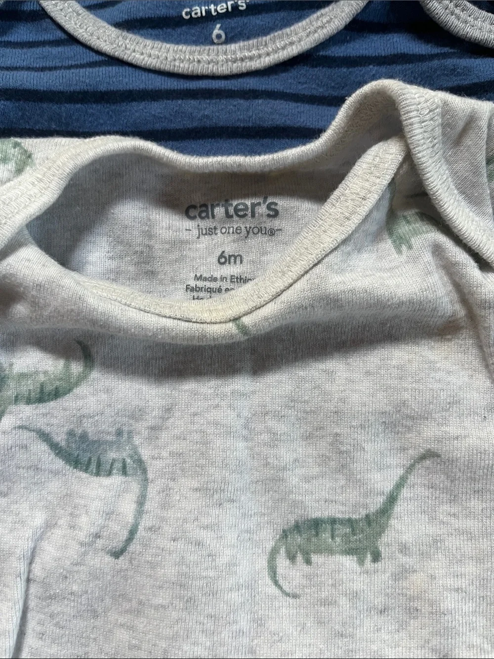 Carter's Long-Sleeve Dino Bodysuit Set - Green, Brown, Blue, Gray set of 4